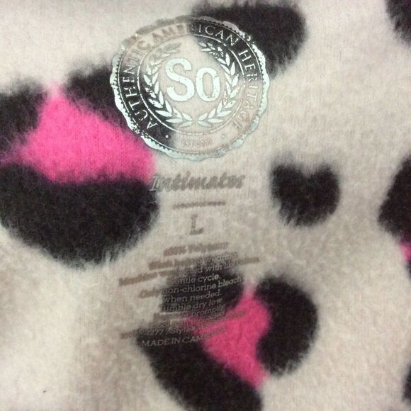 SO Intimates Large Hoodie Pink Black Animal Print - Picture 3 of 3